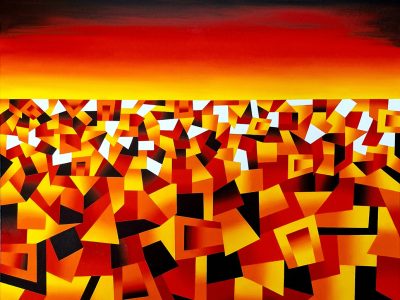 Tulipánové pole při západu slunce